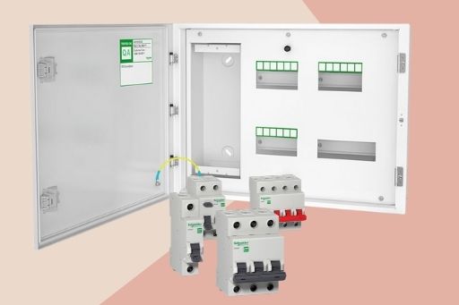 image of a distribution board and electrical protection devices